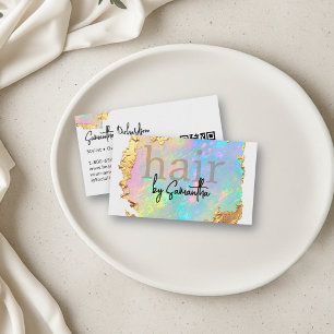 Carte De Visite Code QR pour Salon de Coiffure Holographique Iride