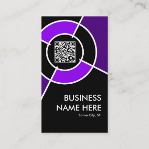 Carte De Visite code QR pourpre et logo cible