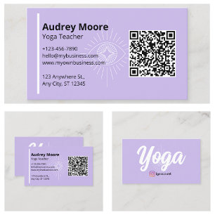 Carte De Visite Code QR Professeur de Yoga Studio de Yoga Third Ey