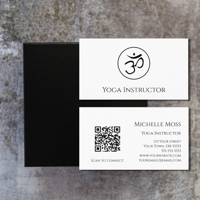 Carte De Visite Code QR Professional Yoga Instructeur Simple (Créateur téléchargé)