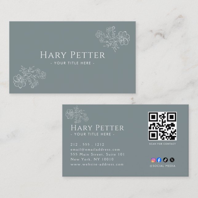 Carte De Visite Code QR Professionnel  (Devant / Derrière)