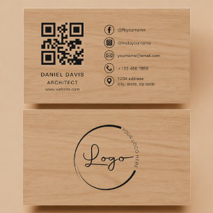 Carte De Visite Code QR professionnel Architecte Bois