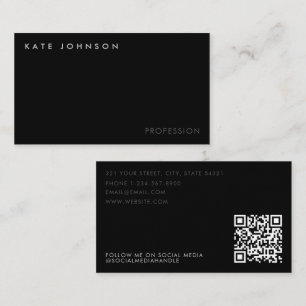 Carte De Visite Code QR professionnel Black Business moderne