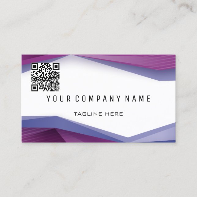 Carte De Visite Code QR Professionnel BOLD Lignes Géométriques Pru (Devant)