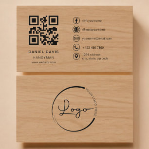 Carte De Visite Code QR Professionnel Bricoleur Bois