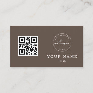 Carte De Visite Code QR Professionnel Brown Classic Logo personnal