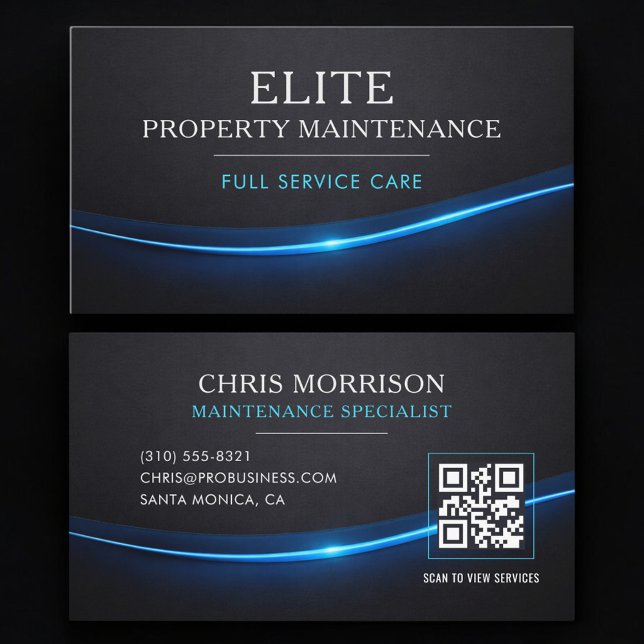 Carte De Visite Code QR Professionnel de Maintenance de Propriété (Créateur téléchargé)