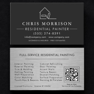 Carte De Visite Code QR Professionnel de Peinture Résidentielle