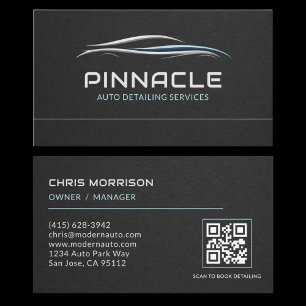 Carte De Visite Code QR Professionnel des Services de Détailing Au