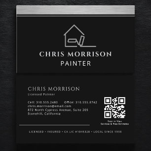 Carte De Visite Code QR professionnel d'un peintre moderne élégant