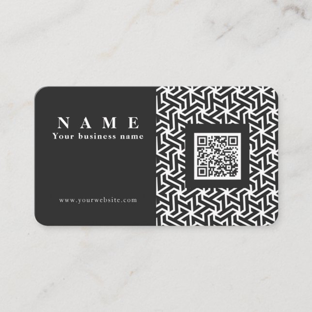 Carte De Visite Code QR professionnel élégant maillage noir Busine (Devant)