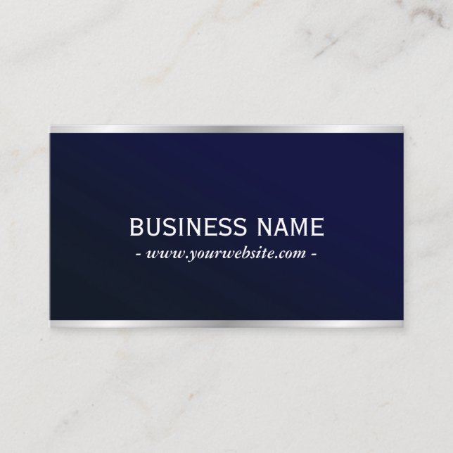 Carte De Visite Code QR professionnel élégant Marine Blue Metallic (Devant)
