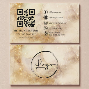 Carte De Visite Code QR Professionnel Entreprise Aquarelle