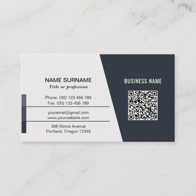 Carte De Visite Code QR professionnel entreprise ou personnel  (Devant)