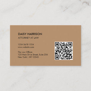 Carte De Visite Code QR professionnel minimal Lumière Brown