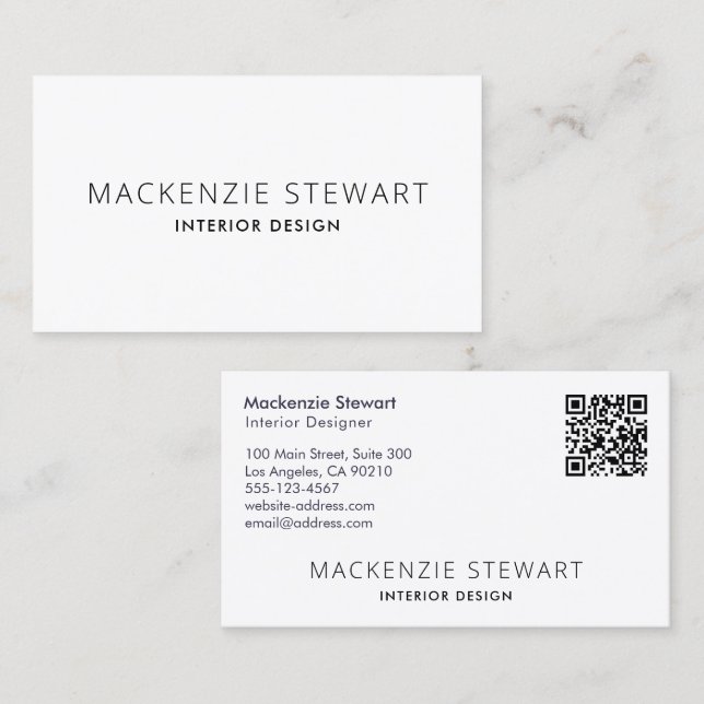 Carte De Visite Code QR professionnel minimaliste moderne (Devant / Derrière)