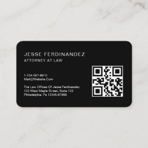 Carte De Visite Code QR professionnel minimaliste moderne noir