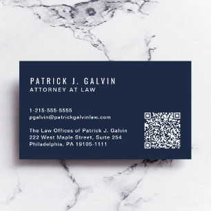 Carte De Visite Code QR professionnel minimum bleu
