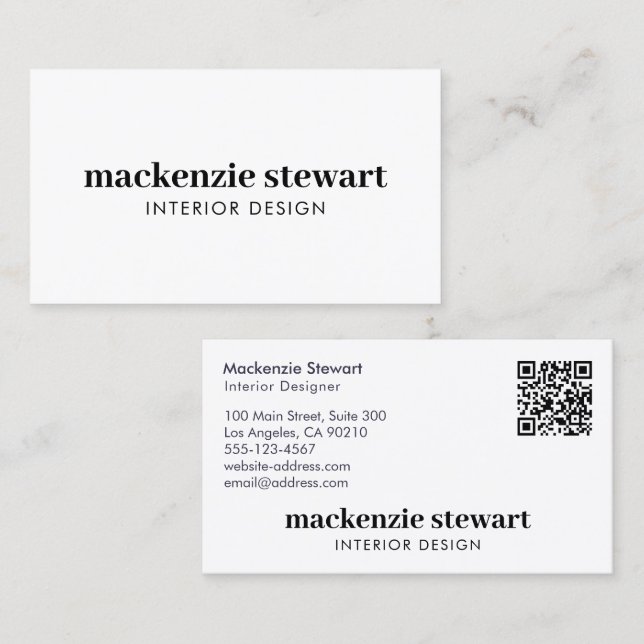 Carte De Visite Code QR professionnel moderne Bold (Devant / Derrière)