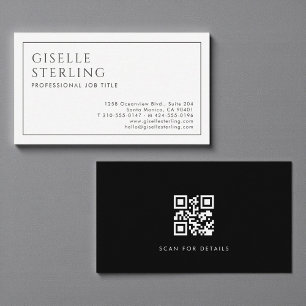 Carte De Visite Code QR Professionnel Moderne Minimaliste Noir Bla