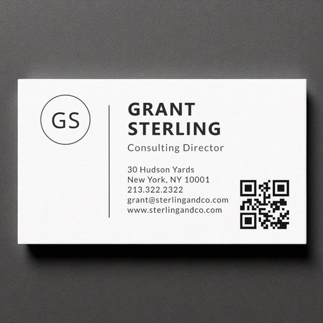Carte De Visite Code QR professionnel monogramme minimal (Créateur téléchargé)