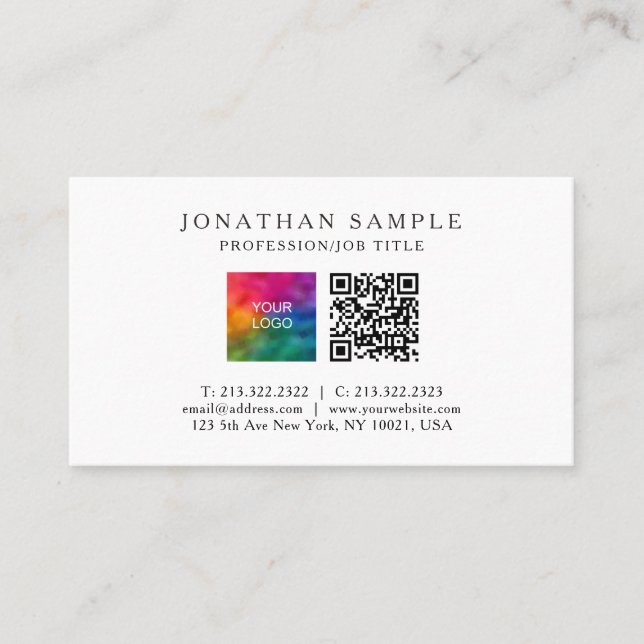 Carte De Visite Code QR professionnel Téléchargez votre propre log (Devant)