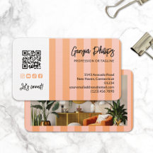 Code QR rayures rose pêche Photo Médias Sociaux