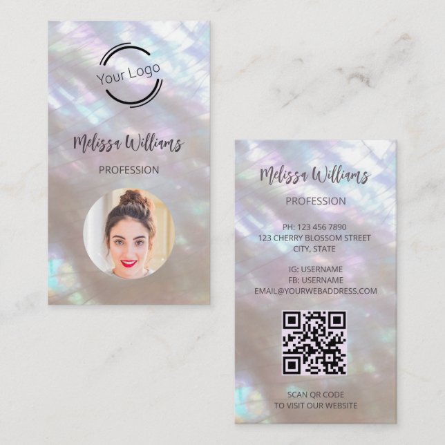 Carte De Visite Code QR | Reflet nacré (Devant / Derrière)