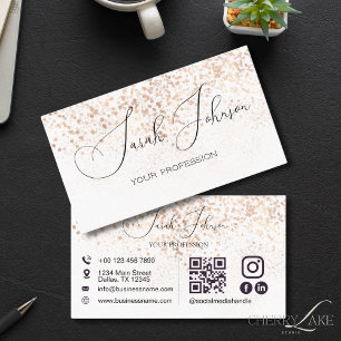 Carte De Visite Code QR Réseaux Sociaux Paillettes Dorées