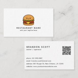 Carte De Visite Code QR Restaurant Burger Mignon