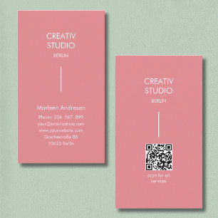 Carte De Visite Code QR rose blanc minimaliste moderne