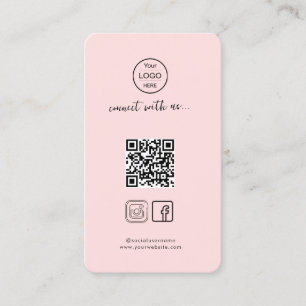 Carte De Visite Code QR rose élégant pour Instagram et Facebook