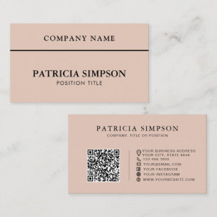 Carte De Visite Code QR Rose Fumée Élégant Minimaliste Moderne Ros