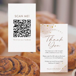 Carte De Visite Code QR Rose Gold Aquarelle Laissez un Avis