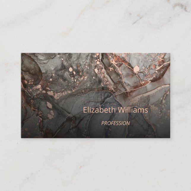 Carte De Visite Code QR rose Gold Grey Ink Marble Scan (Devant)