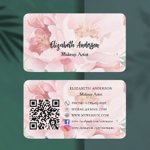 Carte De Visite Code QR rose pour flûtes roses