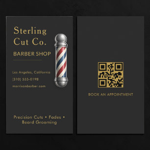 Carte De Visite Code QR Salon de Coiffure Noir