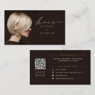 Carte De Visite Code QR Salon Moderne Coiffeur