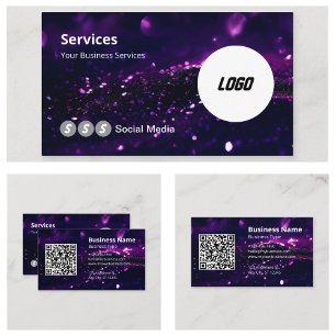 Carte De Visite Code QR scannable de logo moderne violet