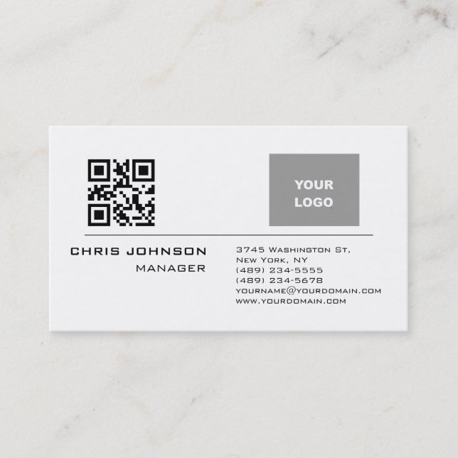 Carte De Visite Code QR scannable sur Front moderne Plaque simple (Devant)