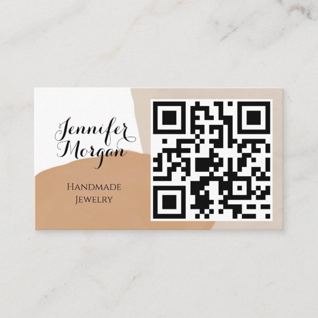 Carte De Visite Code QR Script Pampas Sand Boho Bijoux artisanal (Devant)