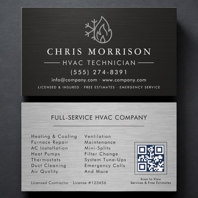 Carte De Visite Code QR Services CVC Noir (Créateur téléchargé)