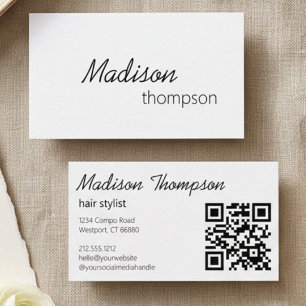 Carte De Visite Code QR Simple Minimal Moderne Professionnel 