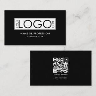 Carte De Visite Code QR Simple Minimal Noir Moderne Logo d'entrepr