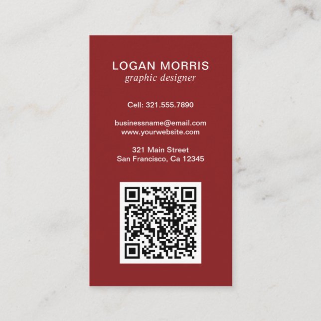 Carte De Visite Code QR simple moderne (Devant)