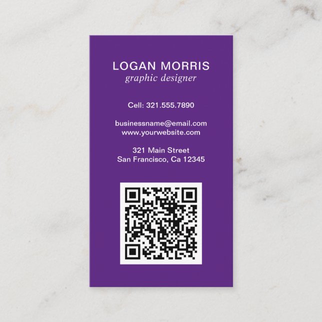Carte De Visite Code QR simple moderne (Devant)