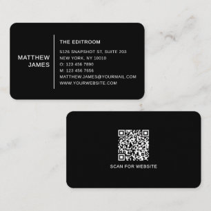 Carte De Visite Code QR Simple Moderne Minimaliste Noir Blanc