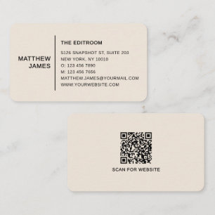 Carte De Visite Code QR Simple Moderne Minimaliste Orange Pastel D