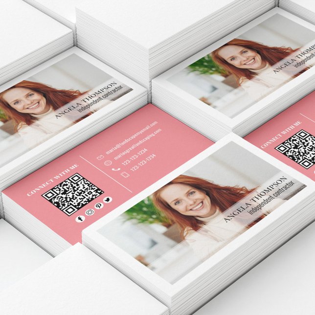 Carte De Visite Code QR simple Photo Professional (Simple business card with photo and QR Code. )