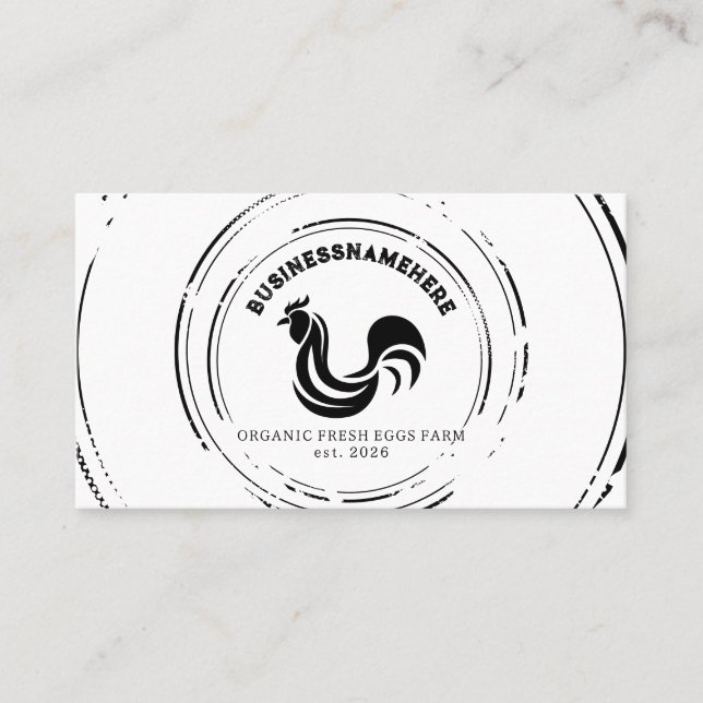 Carte De Visite Code QR simple poulet noir blanc (Devant)